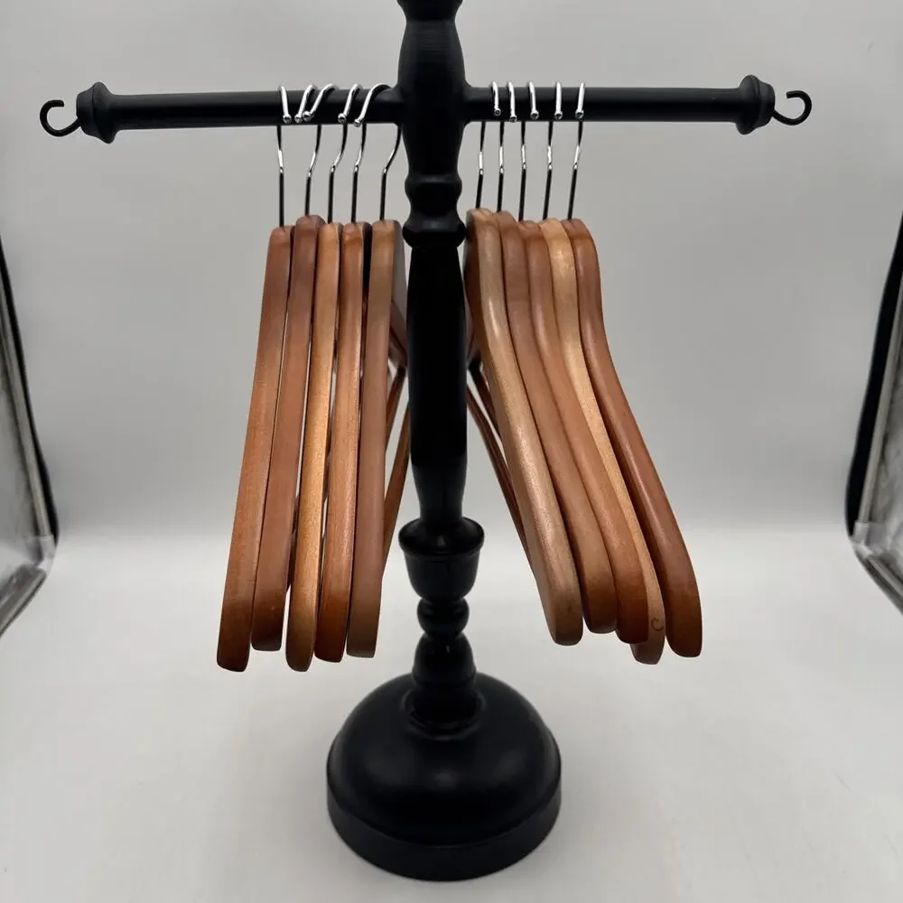 Lot Of 10 Beautiful Wood Hangers For Pants And Or Suits